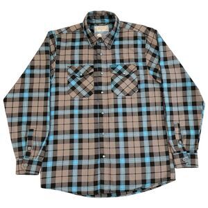 DIxxon Flannel Co. THE OBcean Pearl Snap Gray Black Teal Plaid Men’s Sz Medium